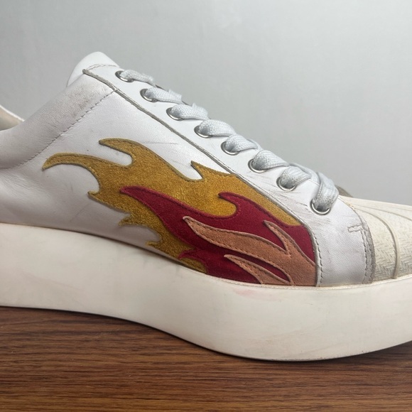 Jeffrey Campbell Hot Rod Leather Suede Flames Pointed Toe Platform Sneakes Sz 10 - Picture 3 of 15
